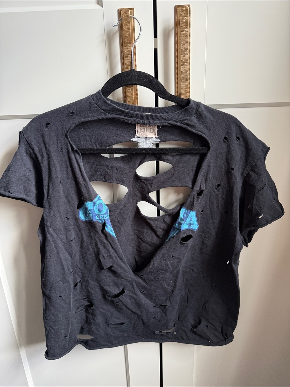 Furst of a Kind Distressed Recycled Vintage Cutout Women's Tee - Black M